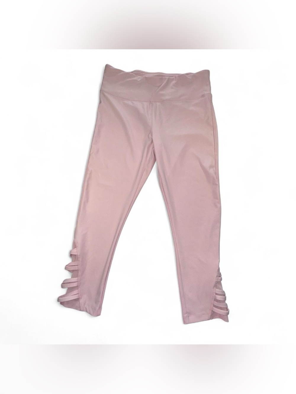 Yogo Athletics Leggings Women Large Pink Lattice Cutout Workout Yoga Activewear - Picture 2 of 6